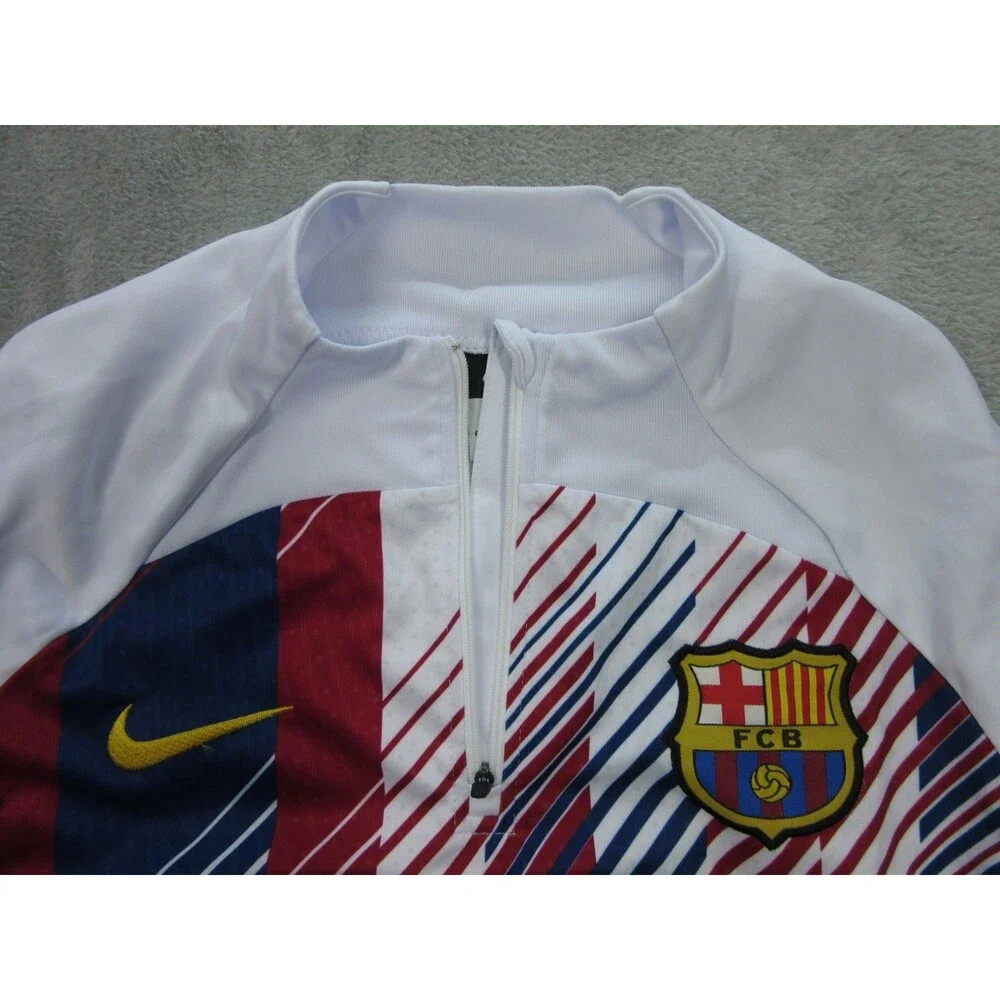 Nike FC Barcelona Tracksuit Boys Youth Sz. Small 1/4 Zip Top & Pants White Blue